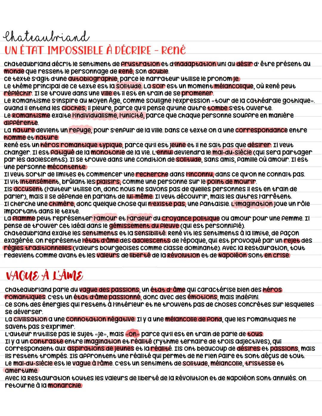 Chateaubriand
UN ÉTAT IMPOSSIBLE À DÉCRIRE - René
chateaubriand décrit le sentiment de frustration et d'inadaptation uni au désir d'être pré