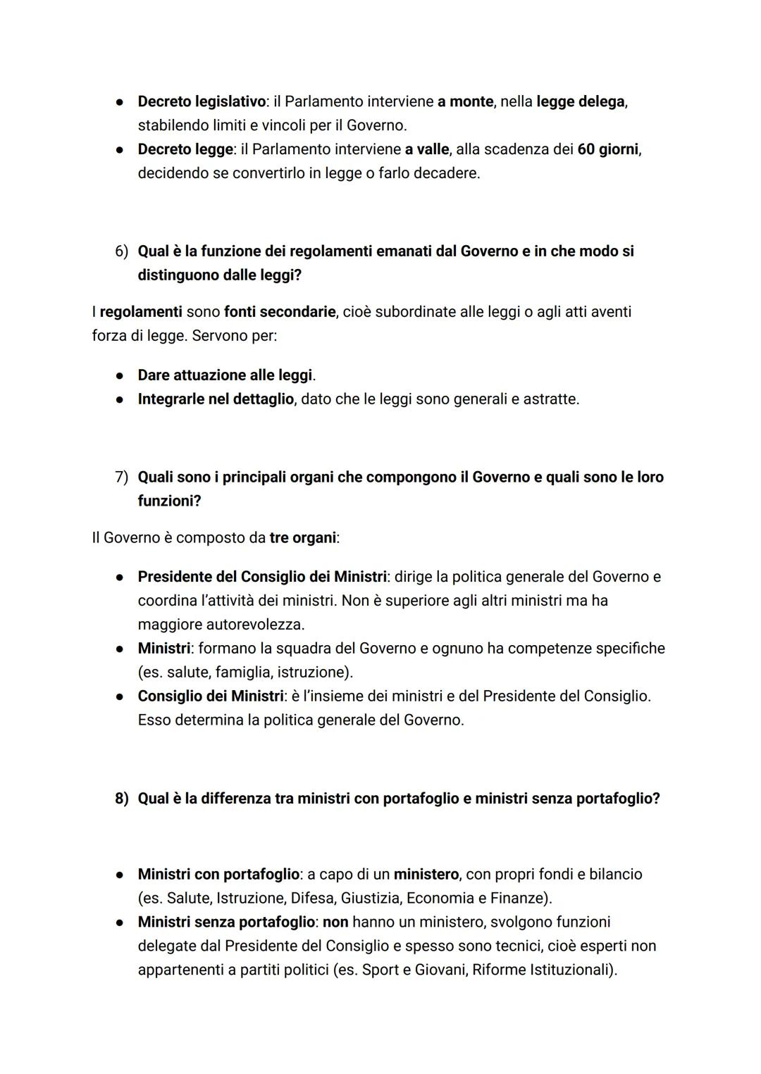 IL GOVERNO
Le funzioni del governo
• Il governo è titolare della funzione ESECUTIVA, ha il compito di ESEGUIRE e
ATTUARE le leggi emanate da