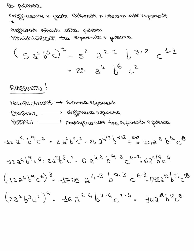 ESPRESSIONE ALGEBRICA LETTERACE
MONOMIO of
monomi simili
Т
esponente
monomi opposti
segno
monomi
uguali
grado
Т
coefficiente
esponenti
molti