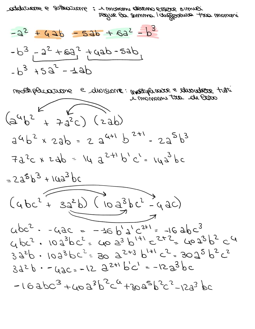 ESPRESSIONE ALGEBRICA LETTERACE
MONOMIO of
monomi simili
Т
esponente
monomi opposti
segno
monomi
uguali
grado
Т
coefficiente
esponenti
molti