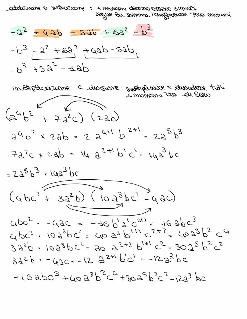 ESPRESSIONE ALGEBRICA LETTERACE
MONOMIO of
monomi simili
Т
esponente
monomi opposti
segno
monomi
uguali
grado
Т
coefficiente
esponenti
molti