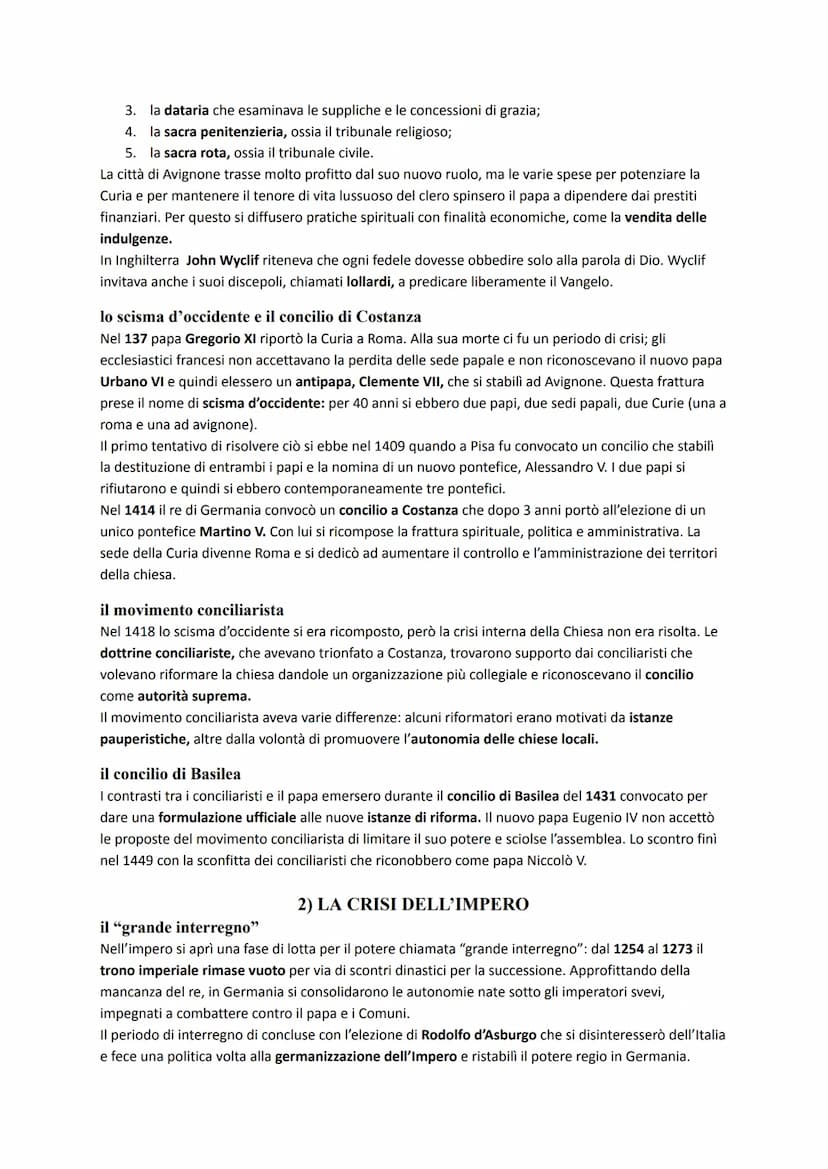 la crisi dei poteri universali e
l'affermazione degli stati nazionali
1. IL PAPATO ALLA FINE DEL MEDIOEVO
il consolidamento del potere polit
