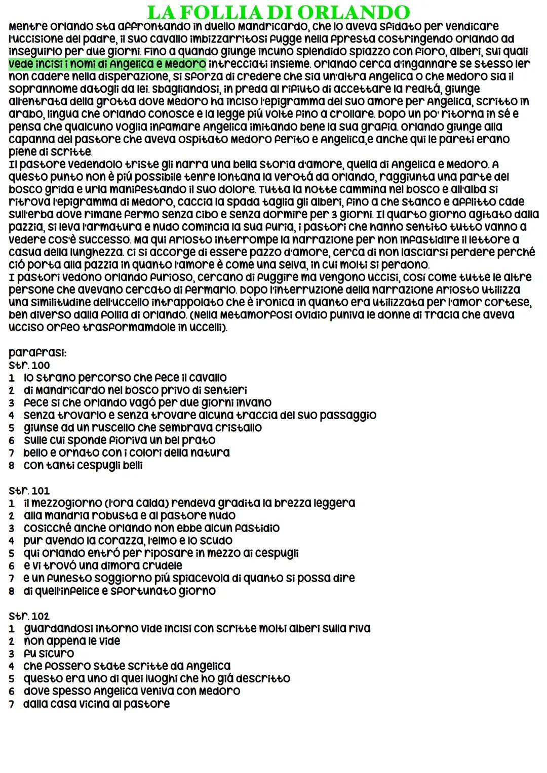 LA FOLLIA DI ORLANDO
Mentre orlando sta affrontando in duello Mandricardo, che lo aveva sfidato per vendicare
l'uccisione del padre, il suo 
