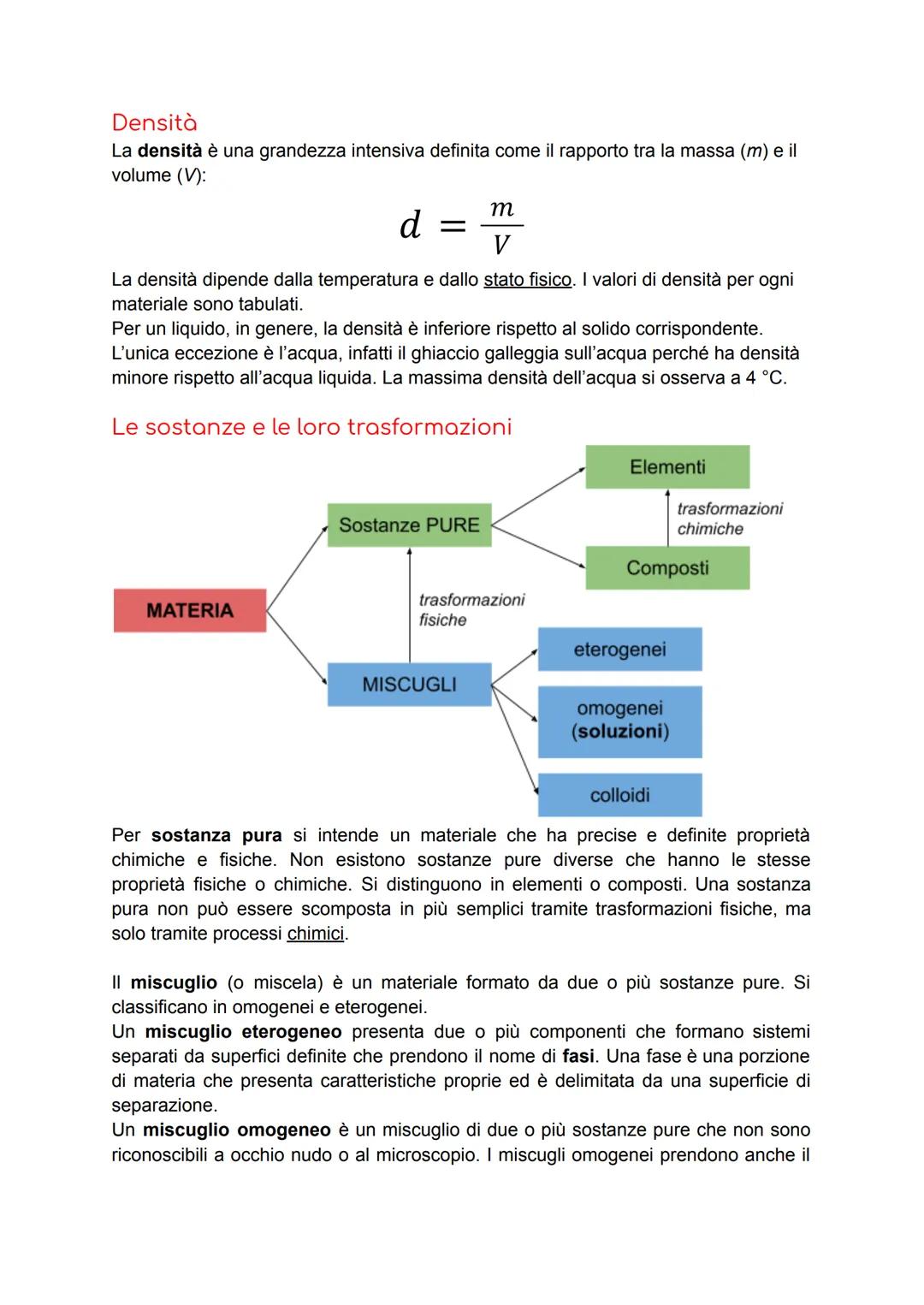 Le trasformazioni fisiche della materia
Gli stati fisici della materia o stati di aggregazione
● Solido: massa e volume propri. Due tipi:
O 