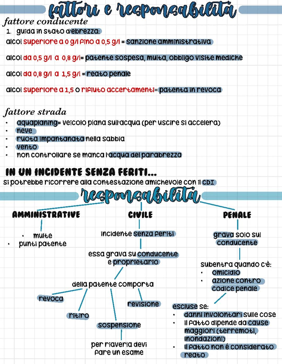 fattori e responsabilitá alla guida