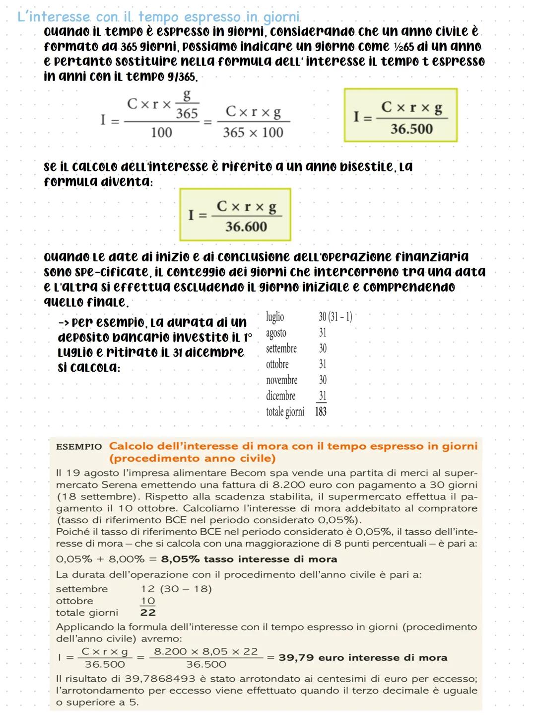 CALCOLO dell'interesse
L'interesse è il compenso che spetta a chi presta un capitale, cioè a chi
rinuncia temporaneamente alla disponibilità