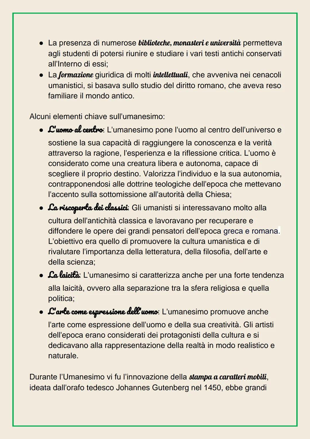 # UMANESIMO

Il termine Umanesimo prende il nome da humane litterae, le discipline
letterarie, storiche e filosofiche tipiche dell'uomo su c
