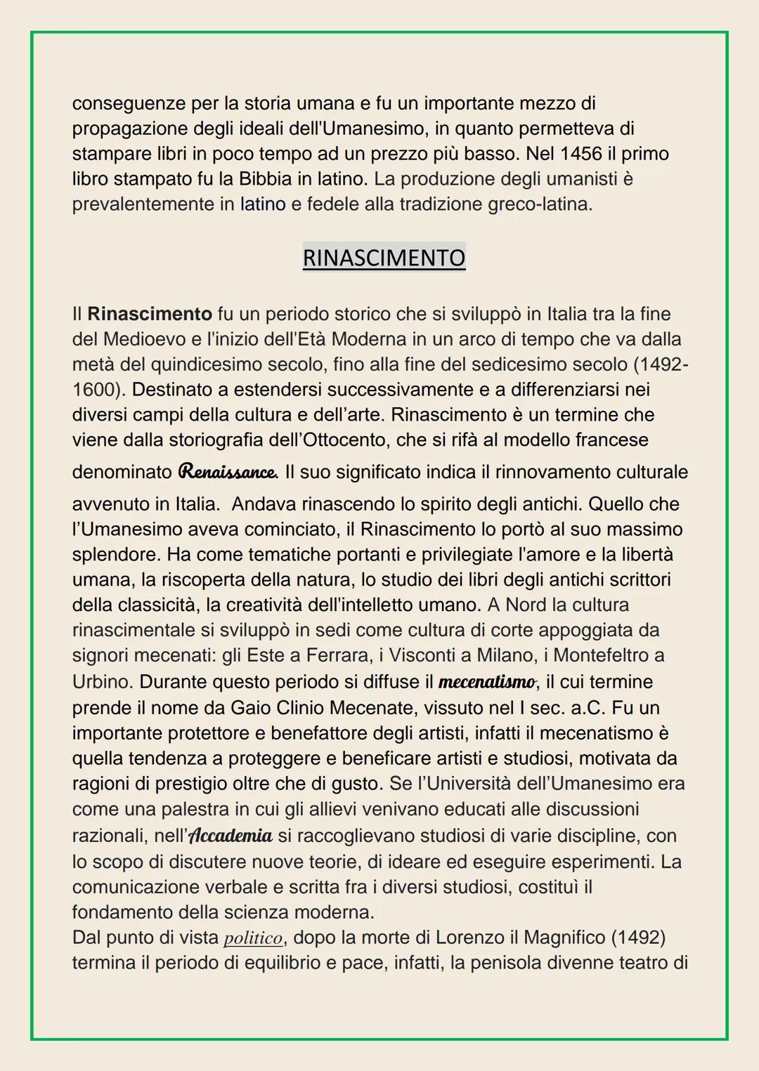 # UMANESIMO

Il termine Umanesimo prende il nome da humane litterae, le discipline
letterarie, storiche e filosofiche tipiche dell'uomo su c
