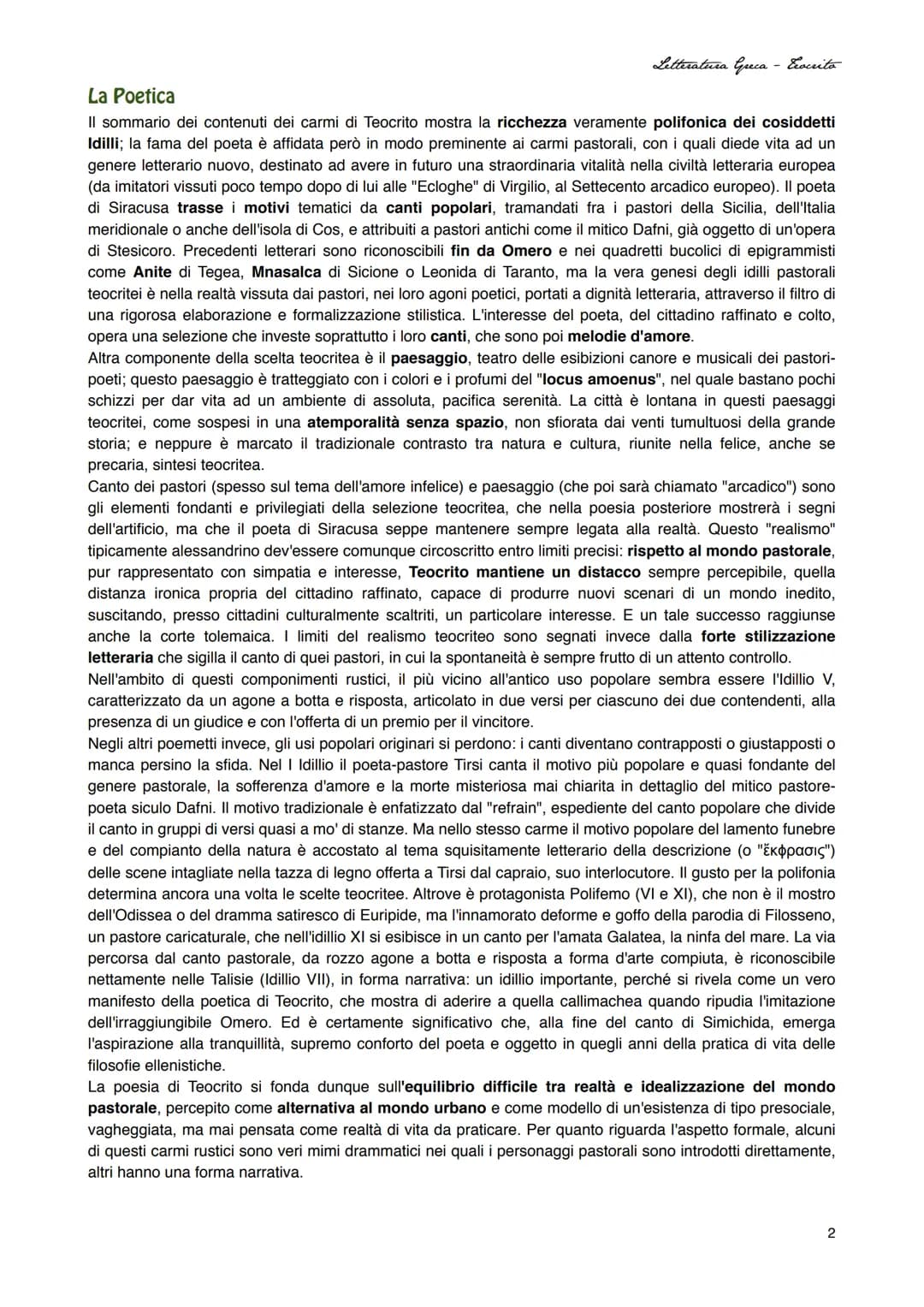 Letteratura Greca - Ecocrito
TEOCRITO
Vita
cui il poeta
Nasce nel 315 a.C. a Siracusa ed é il primo autore proveniente da questa area geogra