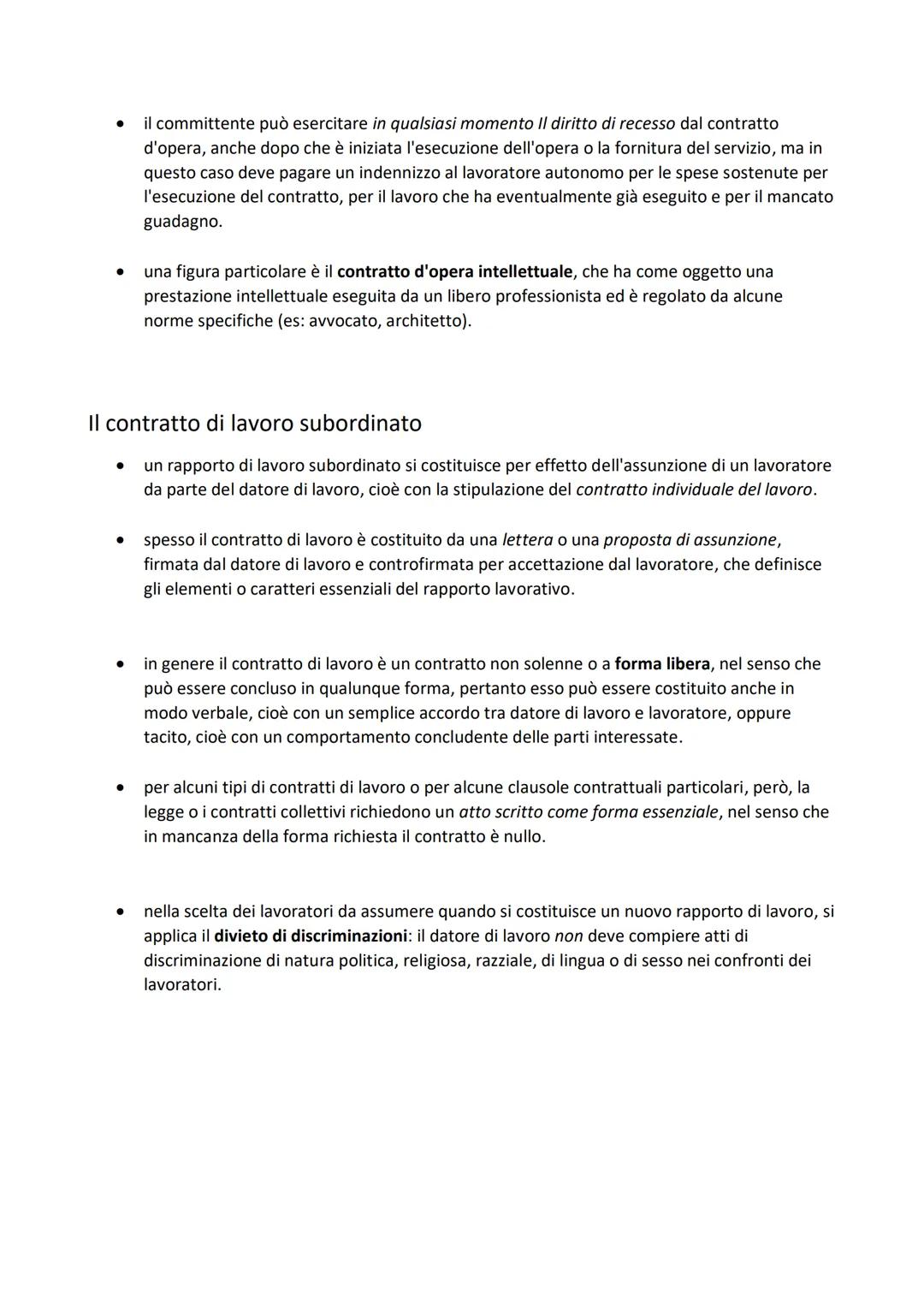 Lavoro subordinato e lavoro autonomo
un rapporto di lavoro dipendente o subordinato si costituisce con la stipulazione di un
contratto di la