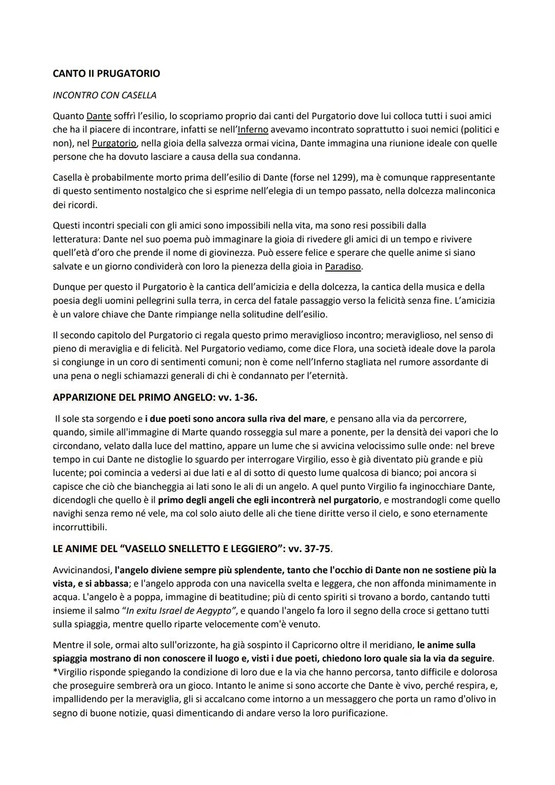 # CANTO II PRUGATORIO

INCONTRO CON CASELLA

Quanto Dante soffrì l'esilio, lo scopriamo proprio dai canti del Purgatorio dove lui colloca tu