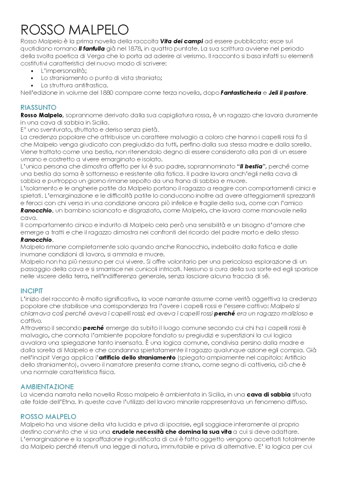 Rosso Malpelo: Riassunto, Analisi Psicologica e Testo PDF