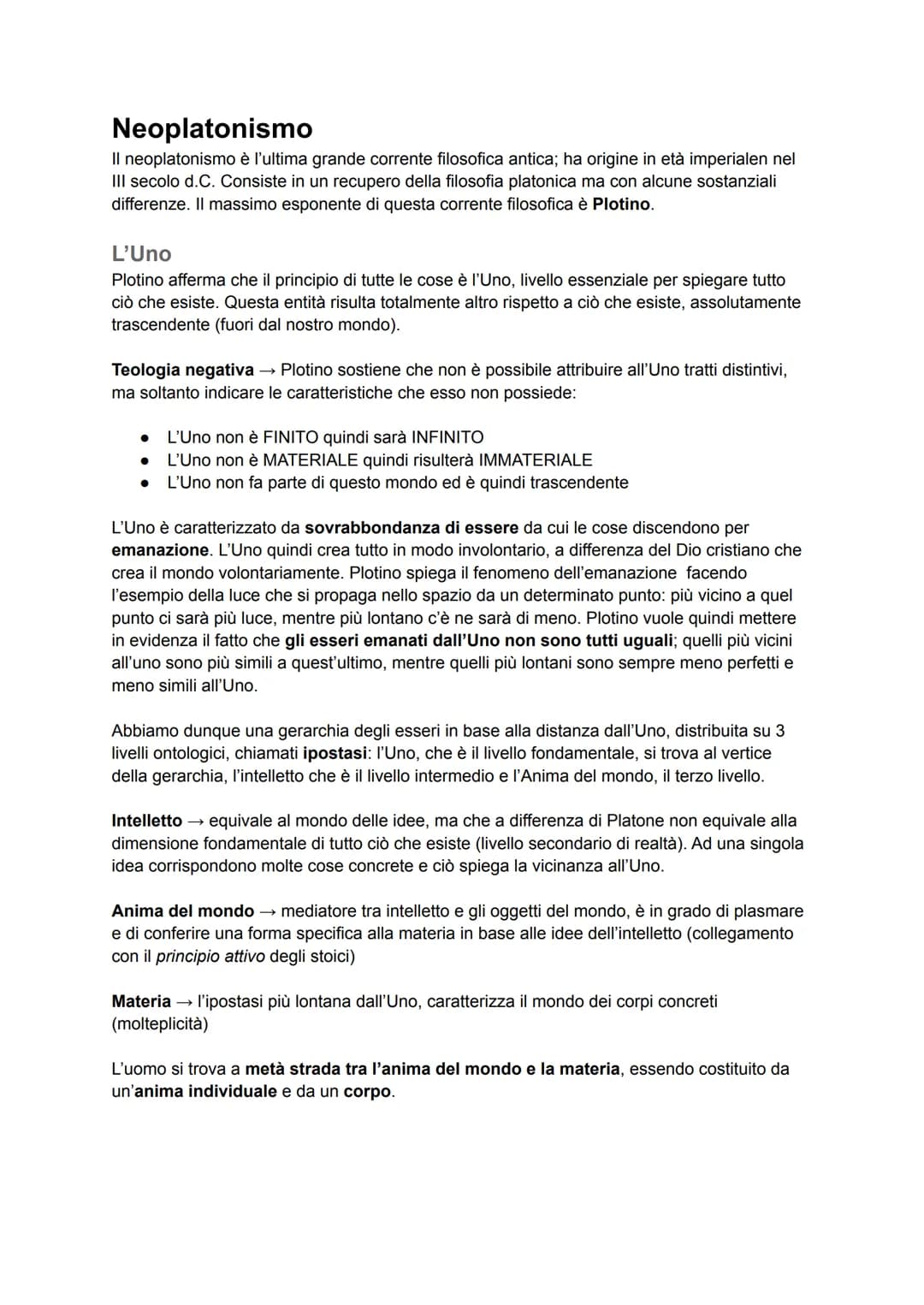 Neoplatonismo
Il neoplatonismo è l'ultima grande corrente filosofica antica; ha origine in età imperialen nel
III secolo d.C. Consiste in un