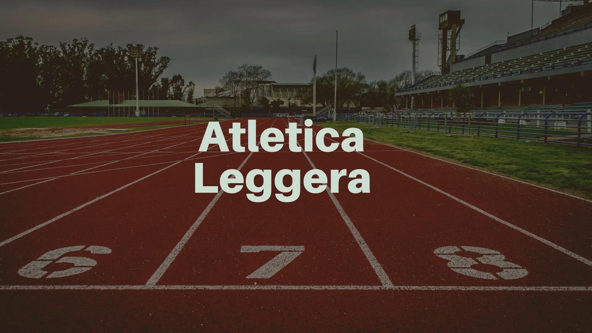 Atletica
Leggera cos'è
L'ATLETICA LEGGERA È UN INSIEME
DI COMPETIZIONI SPORTIVE
PRESENTI NELLE OLIMPIADI SIN
DALLA PRIMA EDIZIONE E
RAGGRUPP