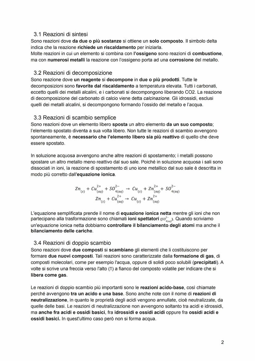 Chimica
CAPITOLO 16: Le reazioni chimiche
1. Le equazioni di reazione
Le reazioni chimiche sono trasformazioni che comportano una variazione