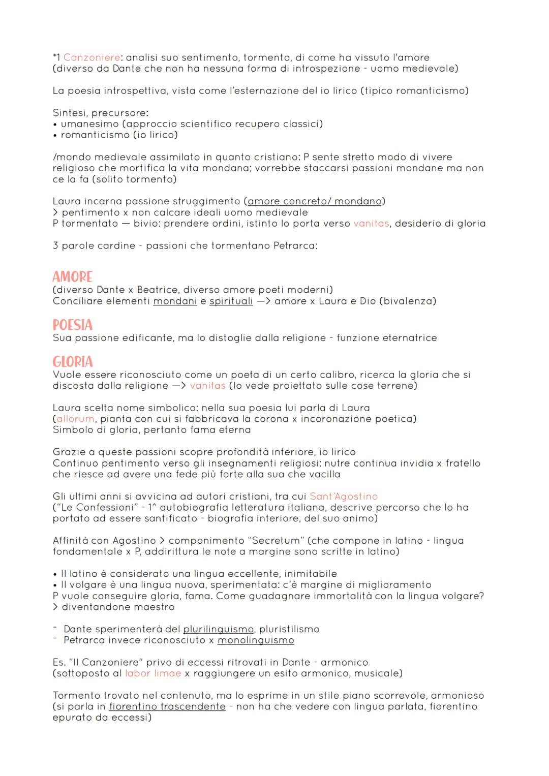 PETRARCA
• Dante prettamente uomo medievale
• Petrarca e Boccaccio ponte verso età moderna
(segnano passaggio cultura medievale - cultura um