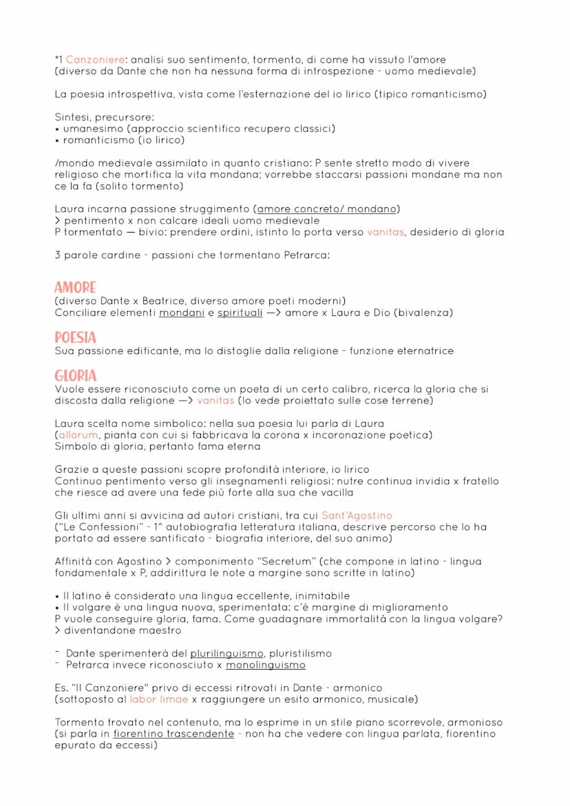 PETRARCA
• Dante prettamente uomo medievale
• Petrarca e Boccaccio ponte verso età moderna
(segnano passaggio cultura medievale - cultura um