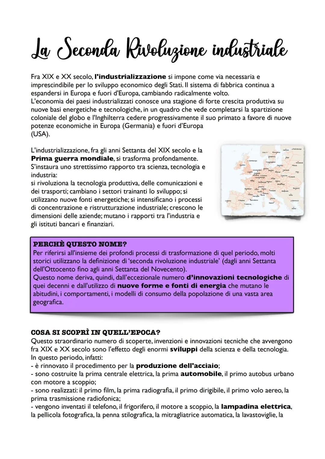 La Seconda Rivoluzione industriale
Fra XIX e XX secolo, l'industrializzazione si impone come via necessaria e
imprescindibile per lo svilupp