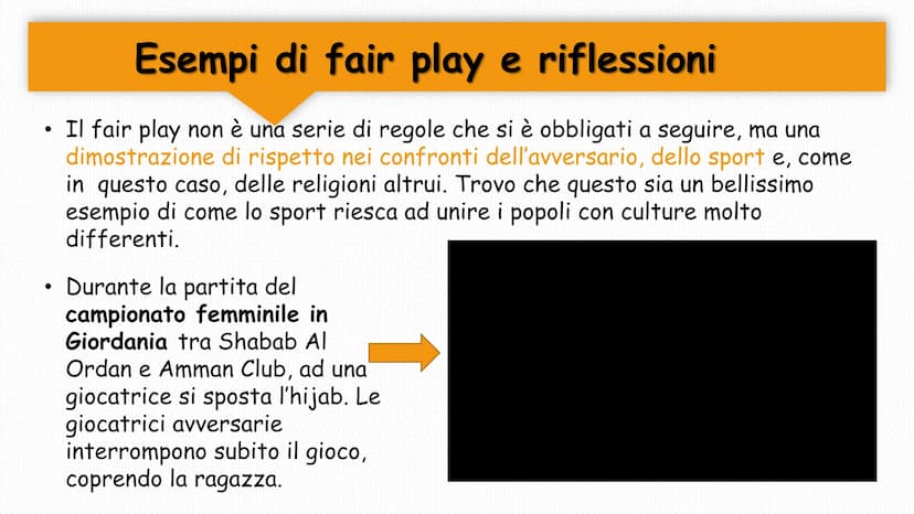 Il Fair play
Il fair play, esempi e riflessioni ●
●
In cosa consiste il fair play?
Il fair play, dall'inglese «gioco
corretto», consiste
nel