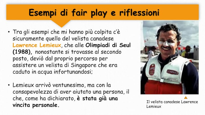 Il Fair play
Il fair play, esempi e riflessioni ●
●
In cosa consiste il fair play?
Il fair play, dall'inglese «gioco
corretto», consiste
nel