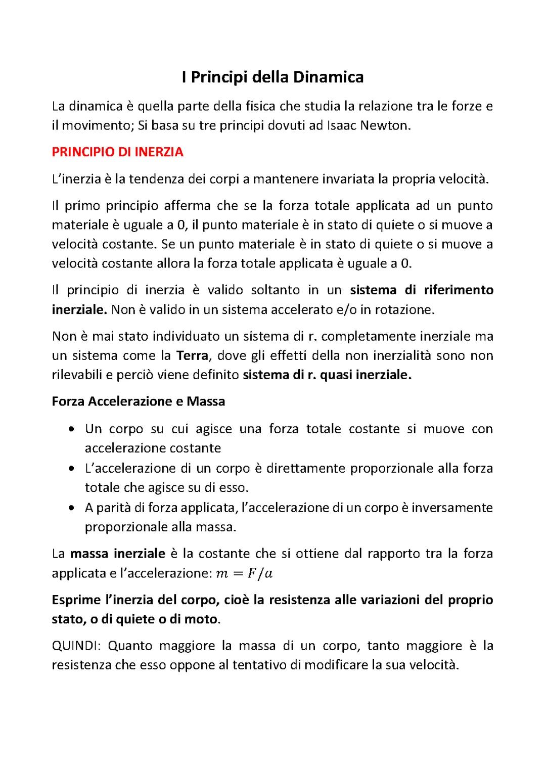 I principi della dinamica: spiegazione semplice e mappa concettuale