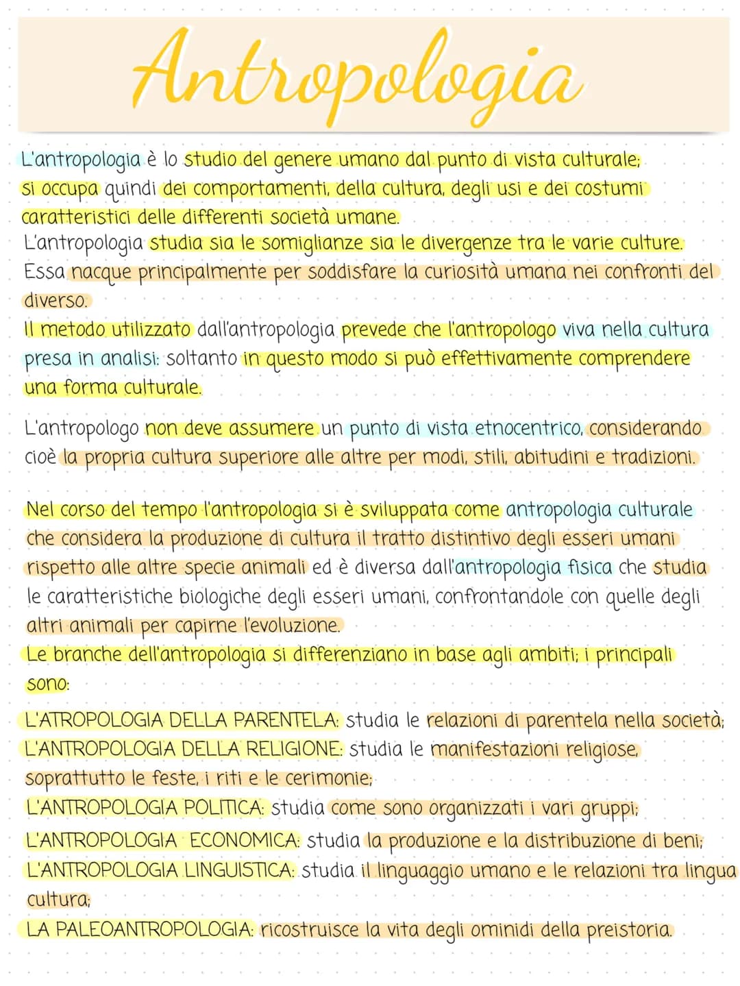 NOTEBOOK L'ANTROPOLOGIA Antropologia
L'antropologia è lo studio del genere umano dal punto di vista culturale; .
si occupa quindi dei compor