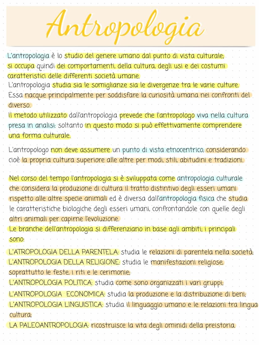 NOTEBOOK L'ANTROPOLOGIA Antropologia
L'antropologia è lo studio del genere umano dal punto di vista culturale; .
si occupa quindi dei compor