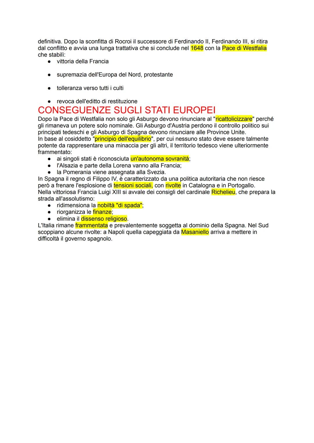 La Guerra dei Trent'anni
e un nuovo equilibrio europeo
LE PREMESSE
Dal 1618 al 1648 l'Europa è segnata dalla guerra dei Trent'anni. Coinvolg