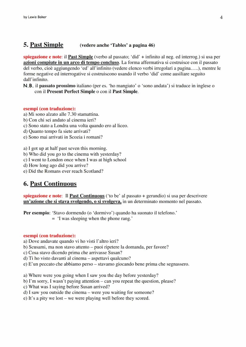 by Lewis Baker
Grammatica d'inglese semplificata
Elenco argomenti (i numeri indicano il paragrafo, non la pagina)
1. Present Simple
2. Prese