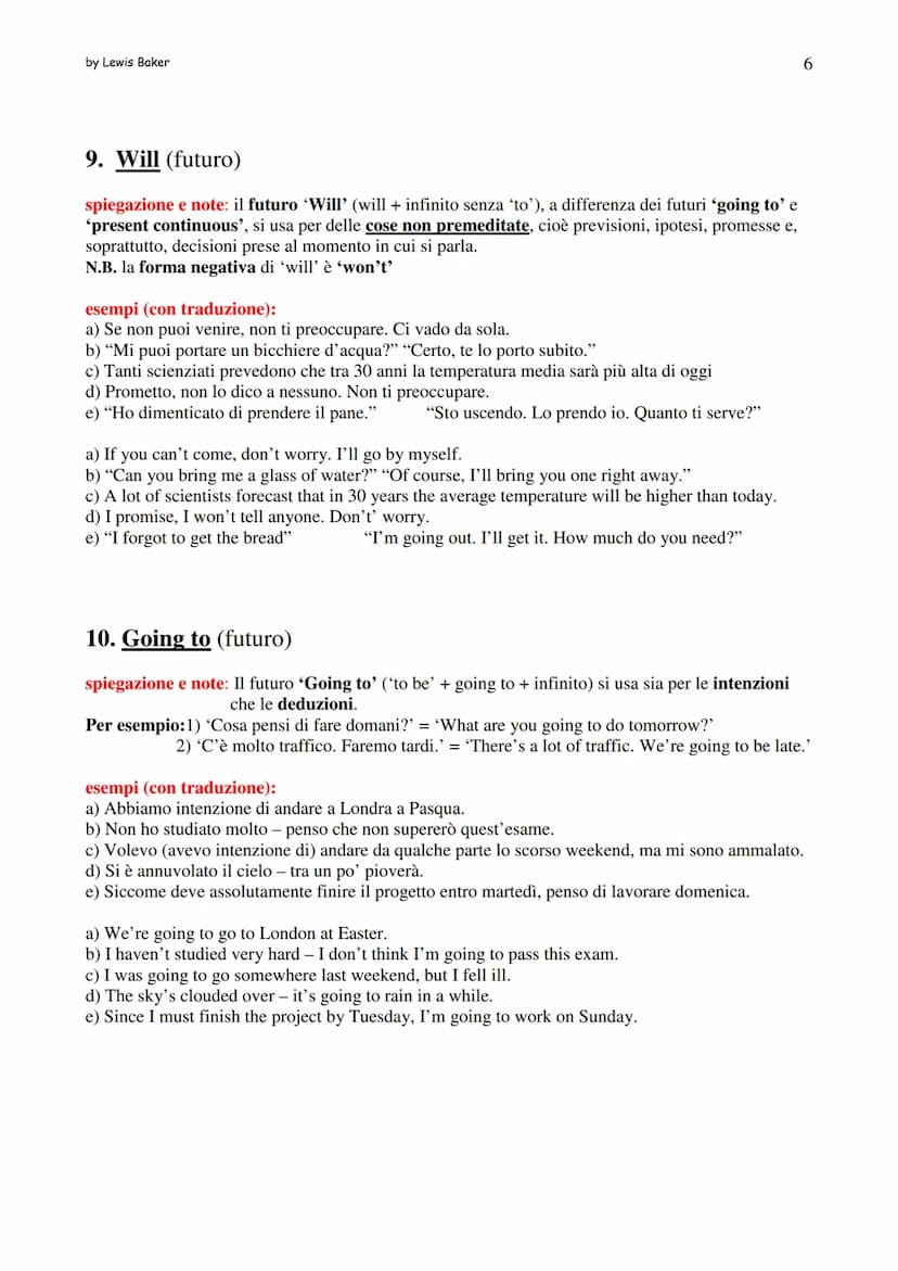 by Lewis Baker
Grammatica d'inglese semplificata
Elenco argomenti (i numeri indicano il paragrafo, non la pagina)
1. Present Simple
2. Prese
