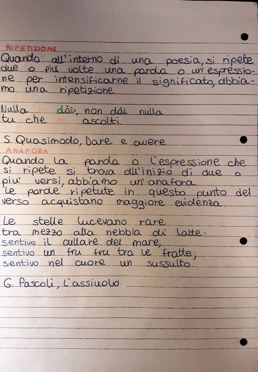 RIPETIZIONE
Quando all'interno di
due
all'interno di una poesia, si ripete
O più volte una parda o un' espressio-
ne per intensificarne il s
