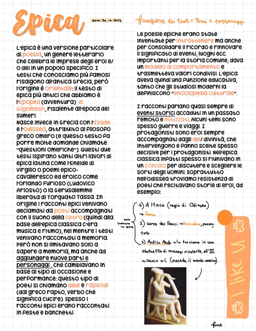 
<p>L'epica è una versione particolare di poesia, un genere letterario che celebra le imprese degli eroi e/o dei popoli specifici. I testi p
