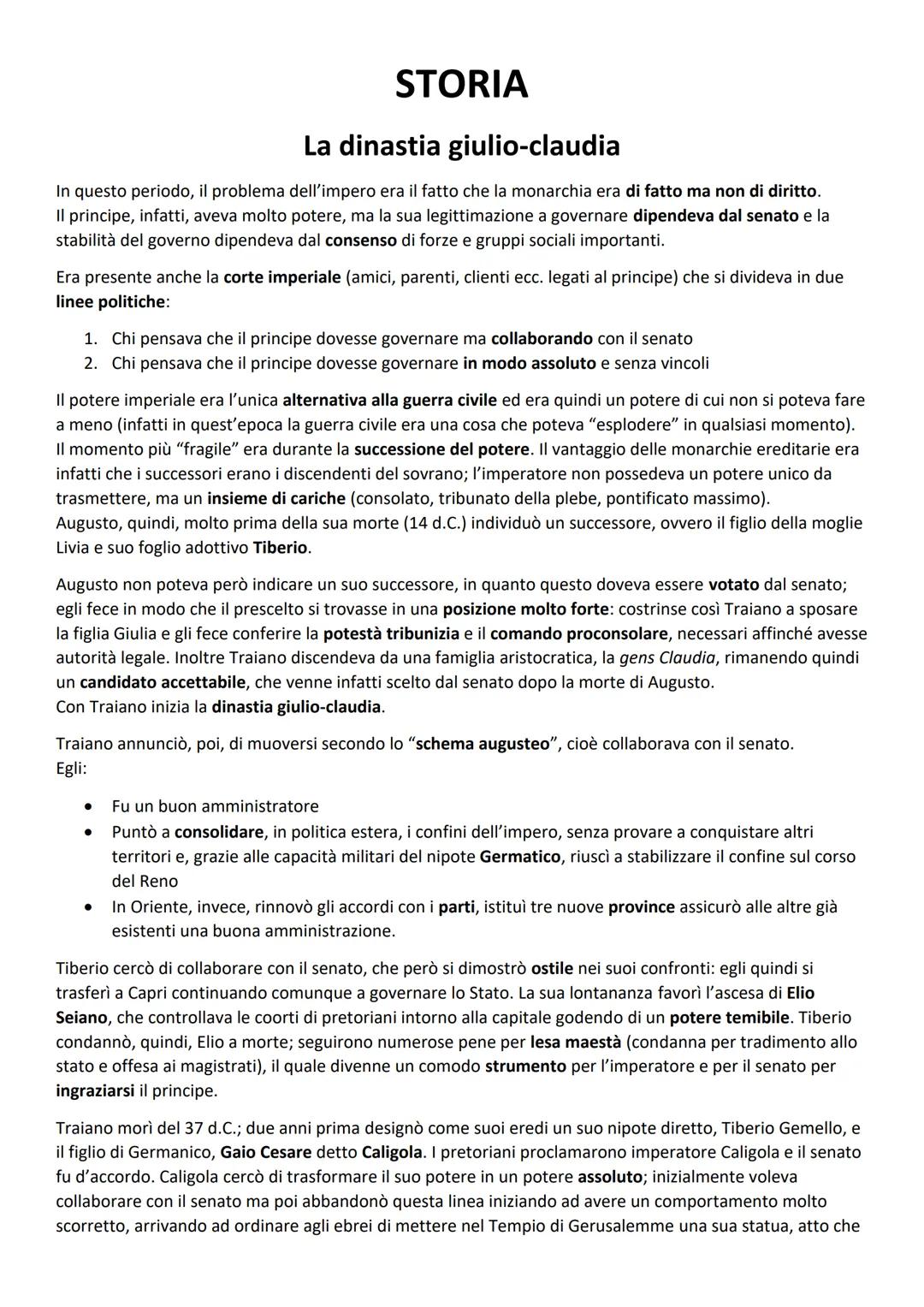 # STORIA

La dinastia giulio-claudia

In questo periodo, il problema dell'impero era il fatto che la monarchia era di fatto ma non di diritt