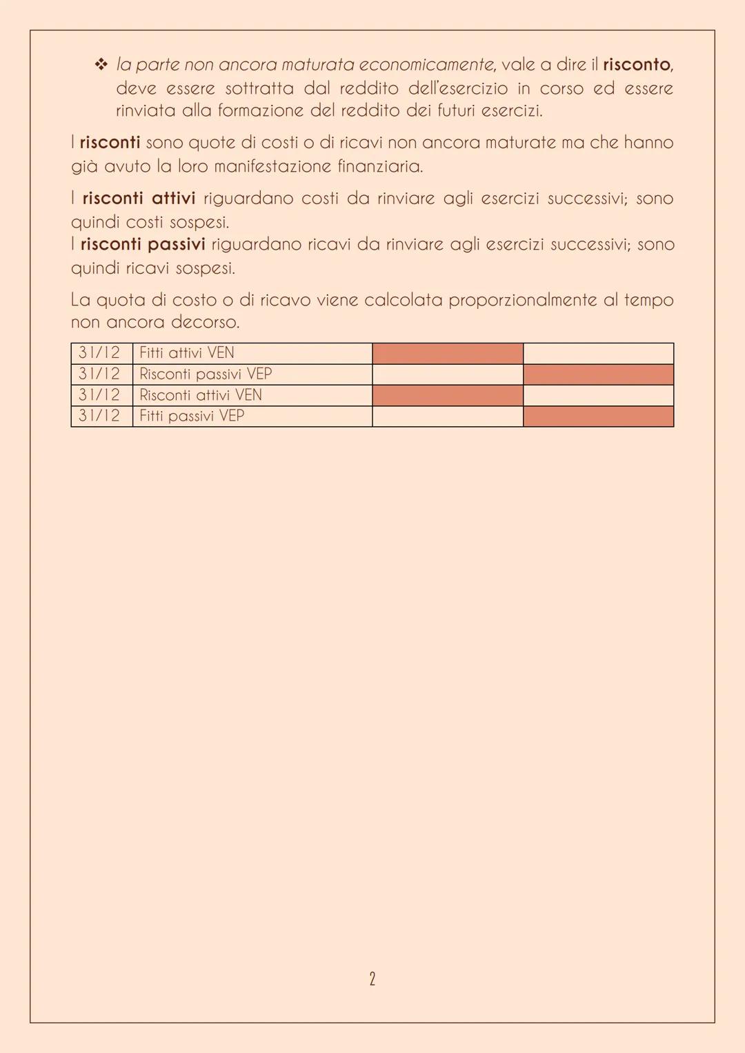 RATEI E RISCONTI
Ratei
L'impresa, spesso, nello svolgimento della sua gestione compie operazioni
che si prolungano da un esercizio all'altro