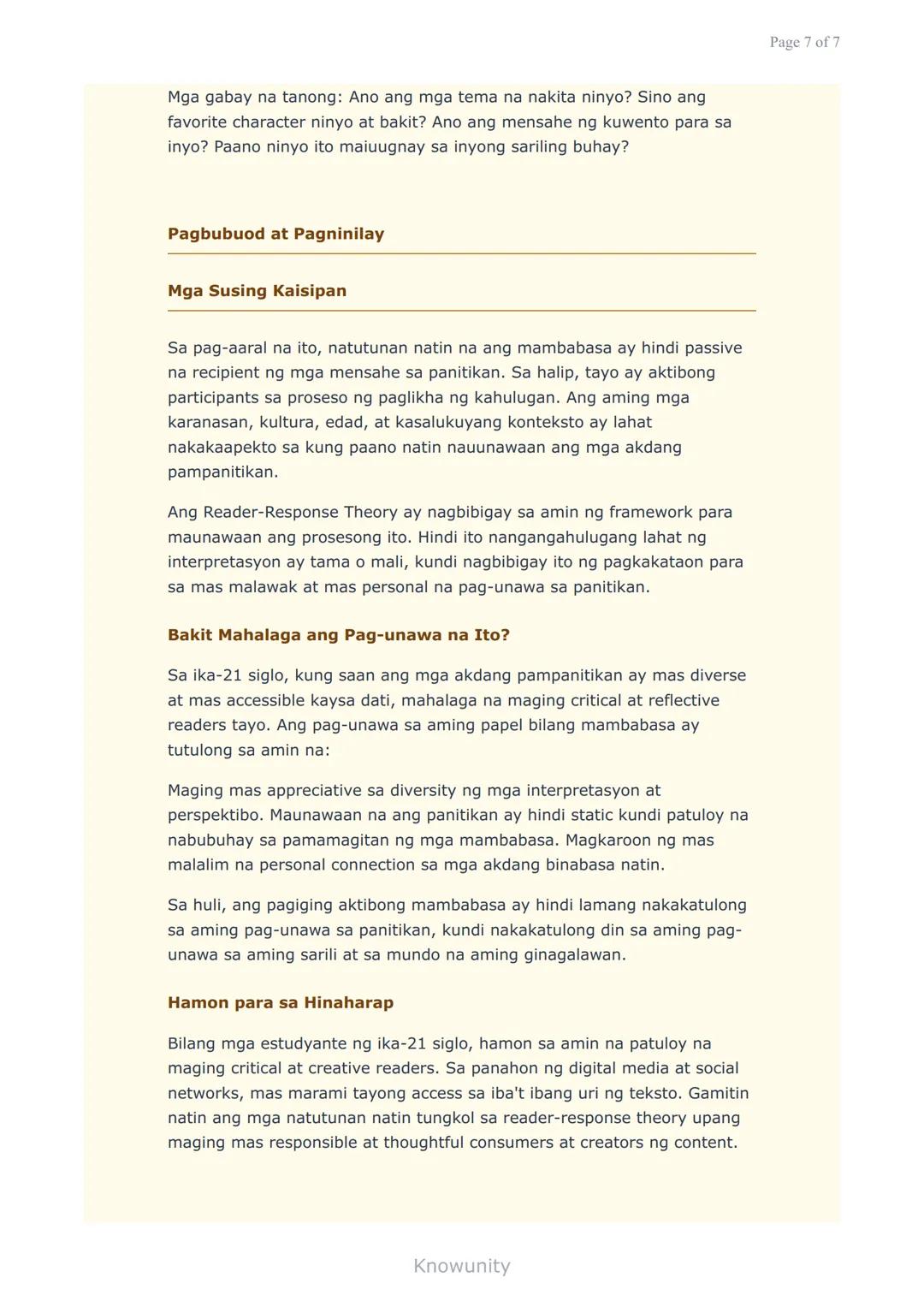 Papel ng Mambabasa sa Pag-unawa ng 21st Century Literature
Pag-aaral sa mahalagang papel ng mambabasa sa
pag-unawa at pagbibigay-kahulugan s