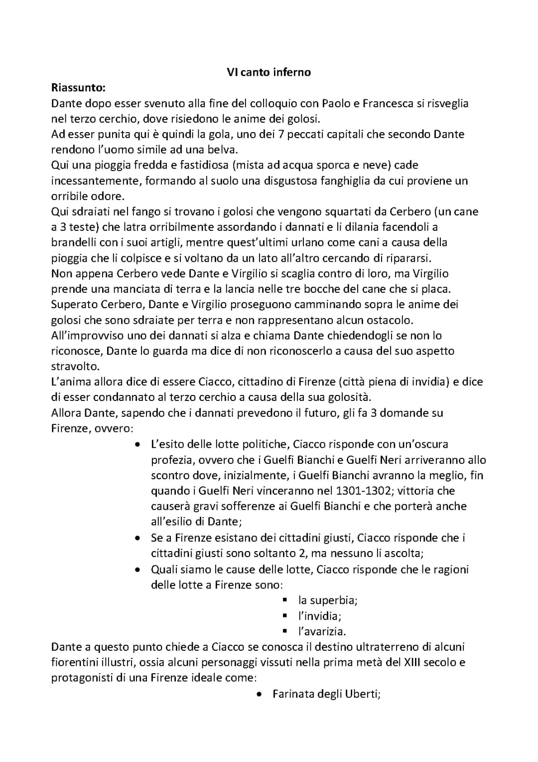 VI canto inferno 
