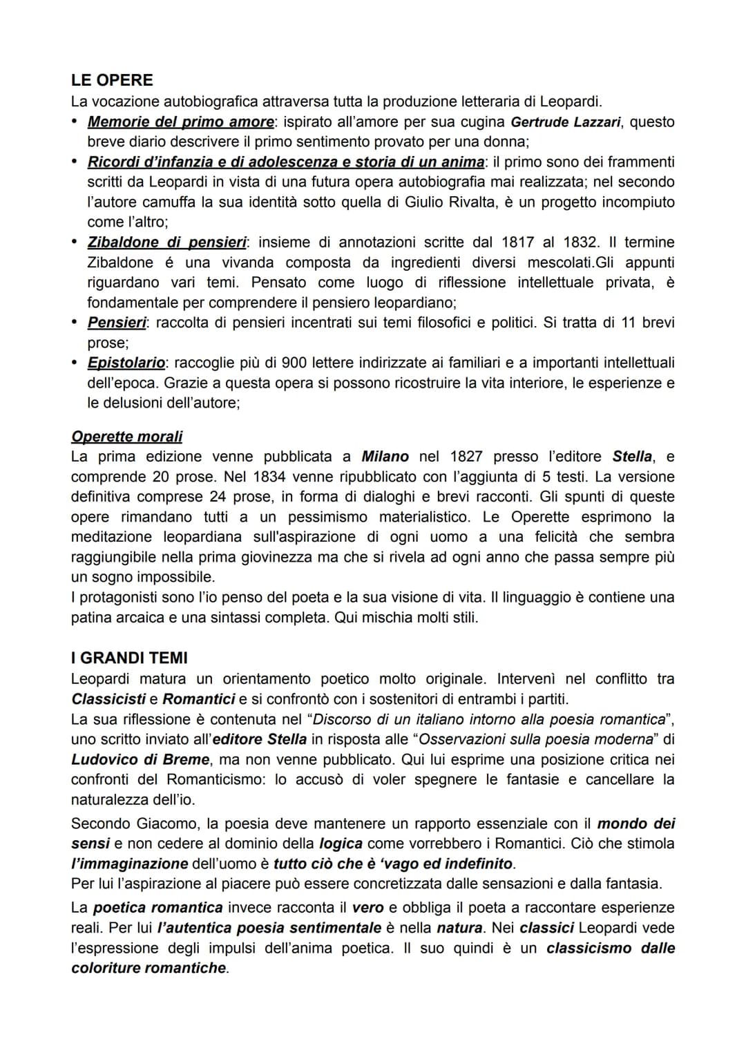 GIACOMO LEOPARDI
LA VITA
Nel 1798 il borgo di Recanati faceva parte dello Stato Pontificio e si trovava in una realtà
lontana dalle inquietu