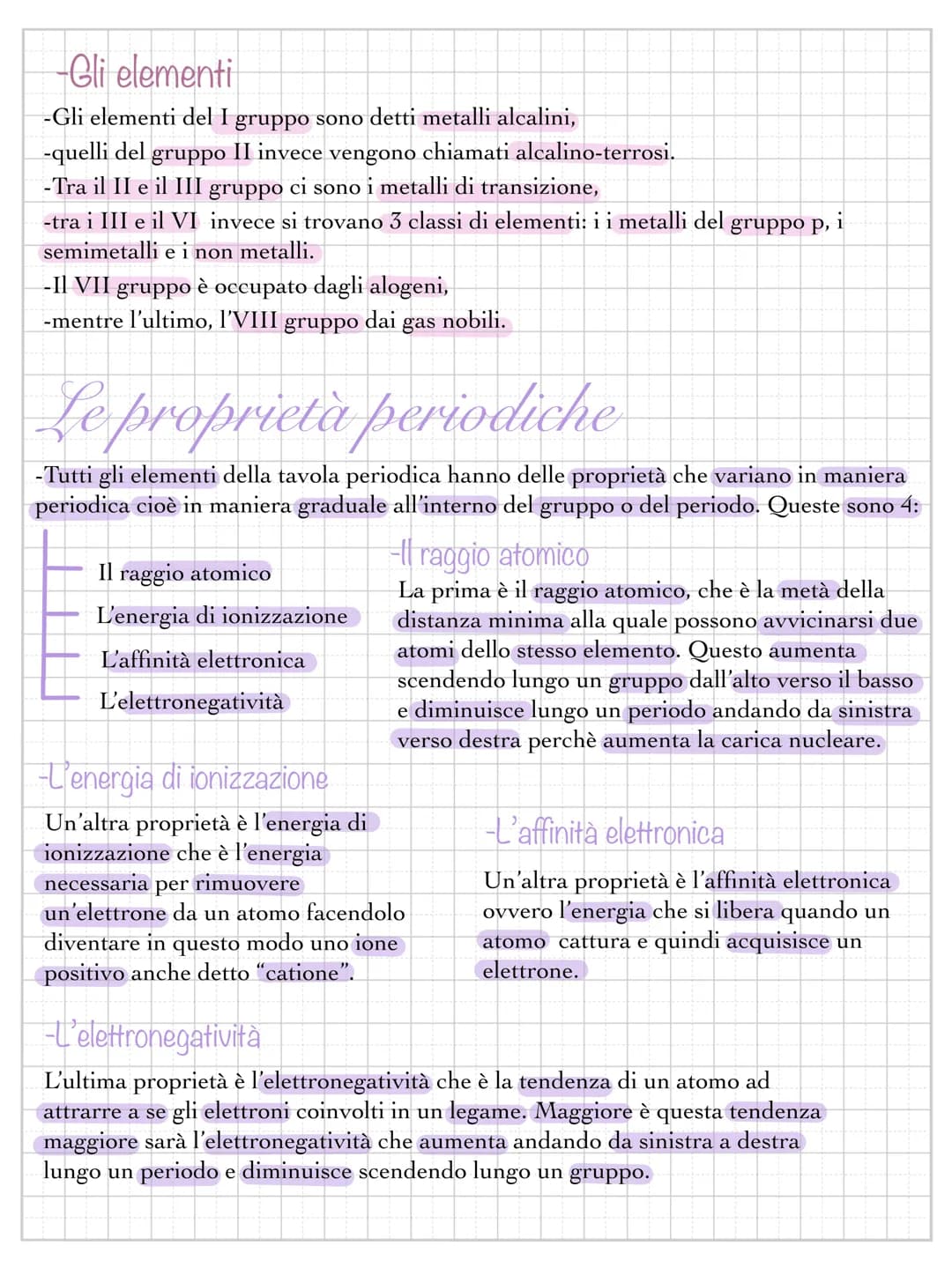 La tavola periodica
Tra il 1869 e il 1871 il chimico russo
Mendeleev ordinò gli elementi in base ad
una legge periodica elaborata tenendo co
