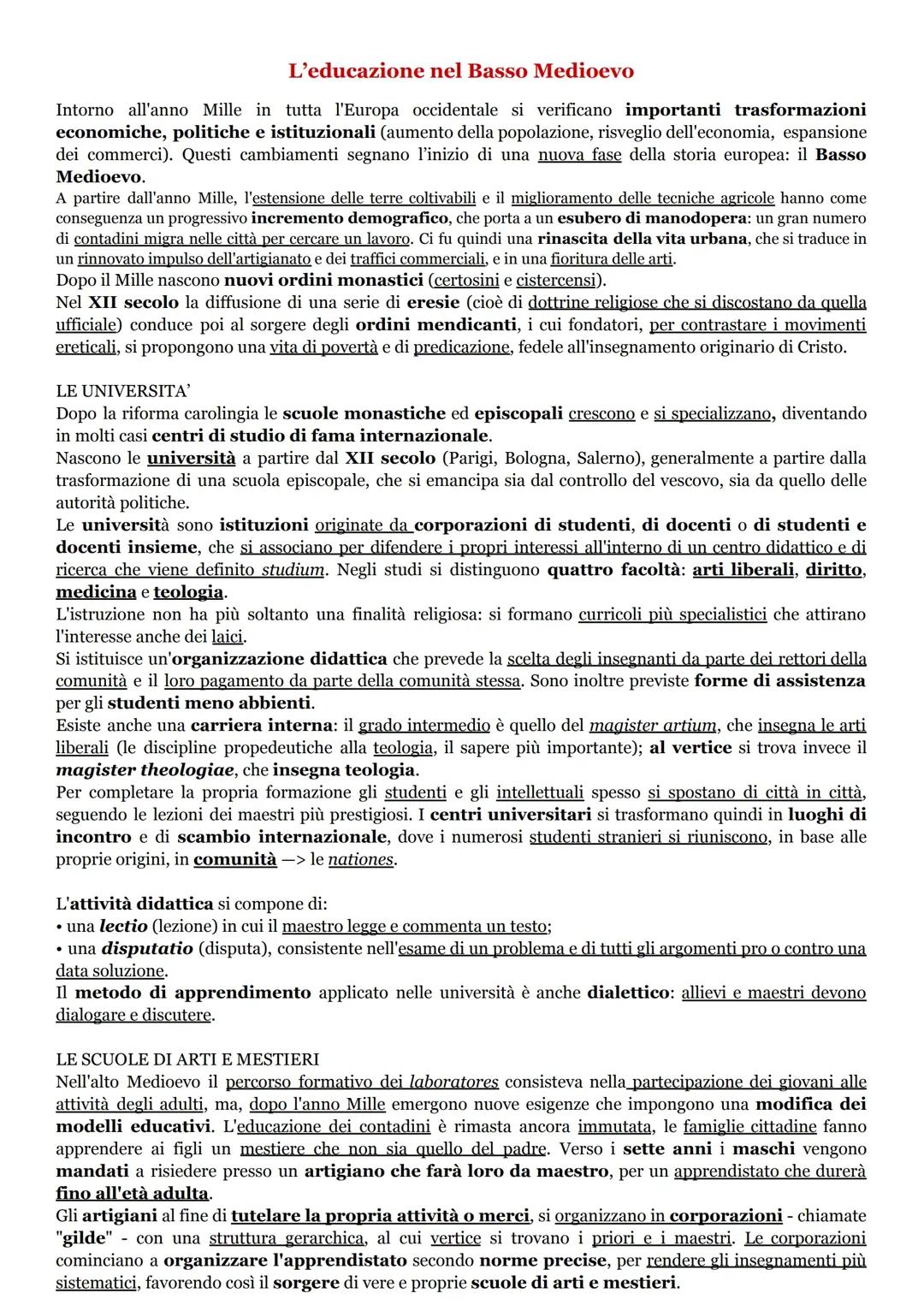 L'educazione nel Basso Medioevo: scolastica ed educazione islamica