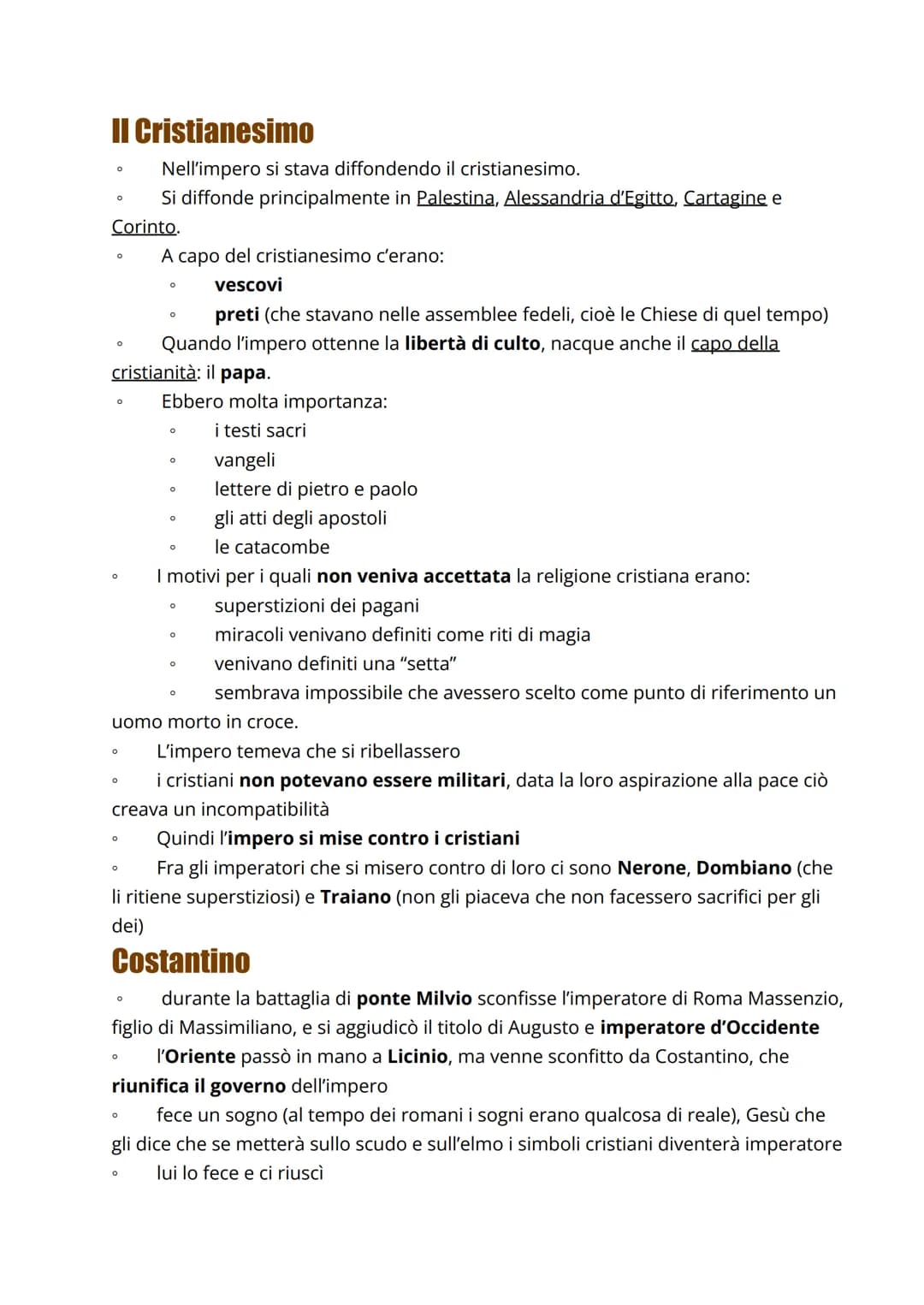 Il Cristianesimo
Nell'impero si stava diffondendo il cristianesimo.
Si diffonde principalmente in Palestina, Alessandria d'Egitto, Cartagine