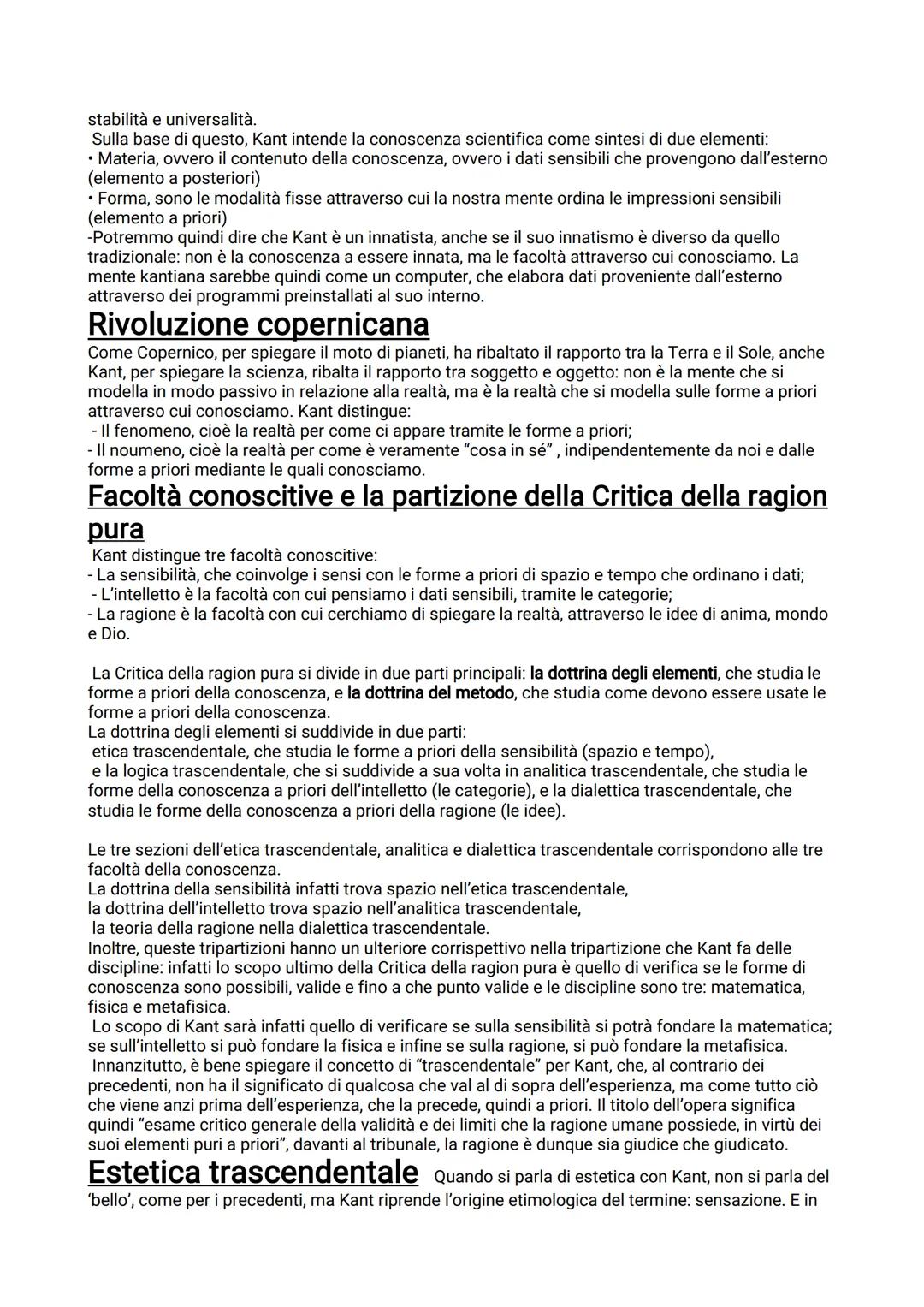 Immanuel Kant
Dissertazione del 70
Nel 1770, Kant pubblica "La forma e i principi della conoscenza sensibile e intellegibile", opera che
seg