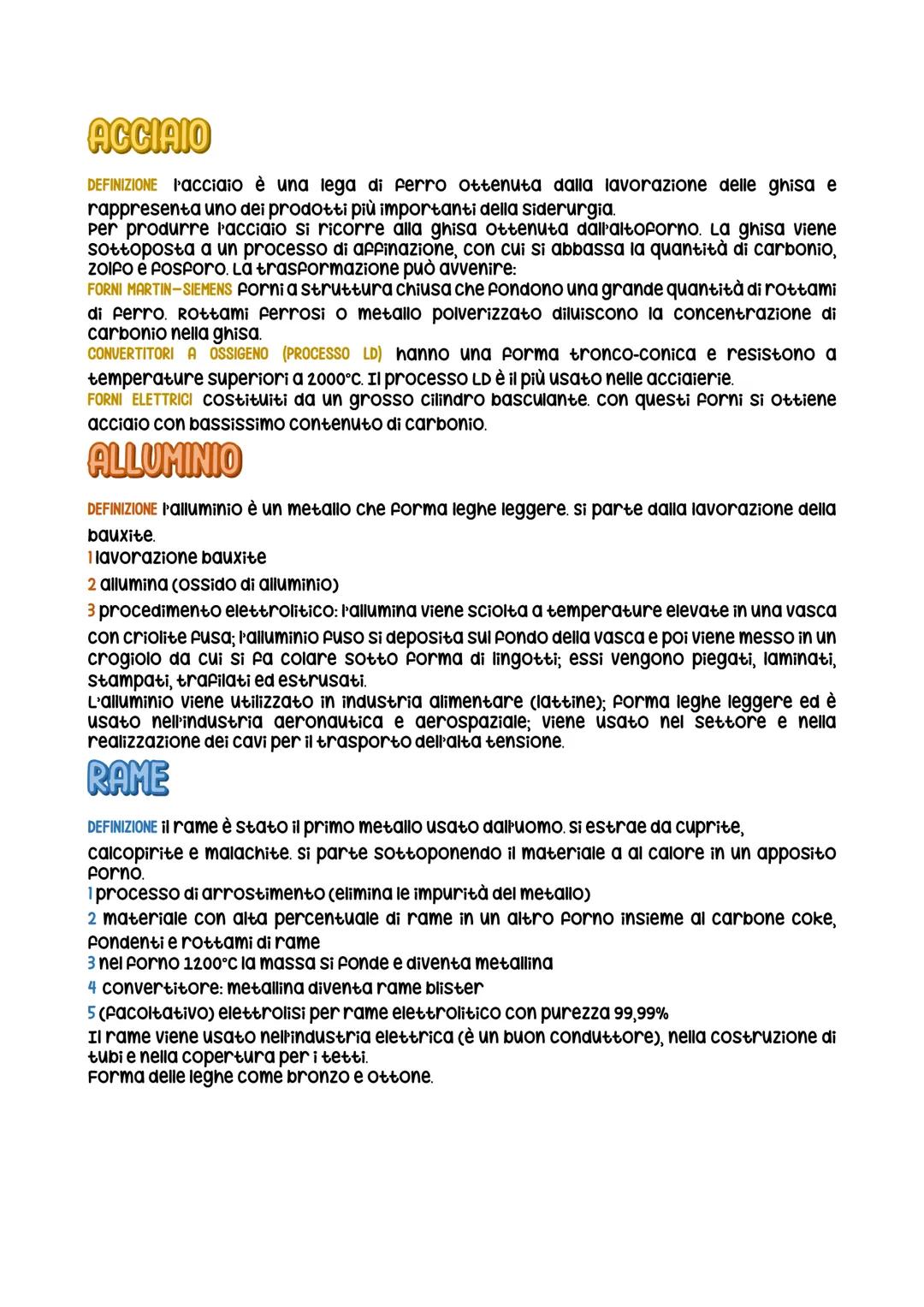 # METALLI

DEFINIZIONE i metalli sono elementi chimici che vengono estratti da diversi tipi di minerali.
sono quasi sempre in combinazione c