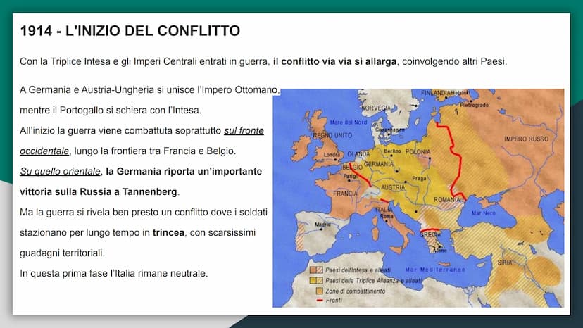 I GUERRA MONDIALE
La Prima Guerra Mondiale è
stato un conflitto di
dimensioni intercontinentali
che ha coinvolto le principali
potenze, così