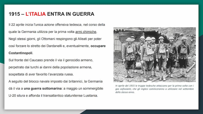 I GUERRA MONDIALE
La Prima Guerra Mondiale è
stato un conflitto di
dimensioni intercontinentali
che ha coinvolto le principali
potenze, così