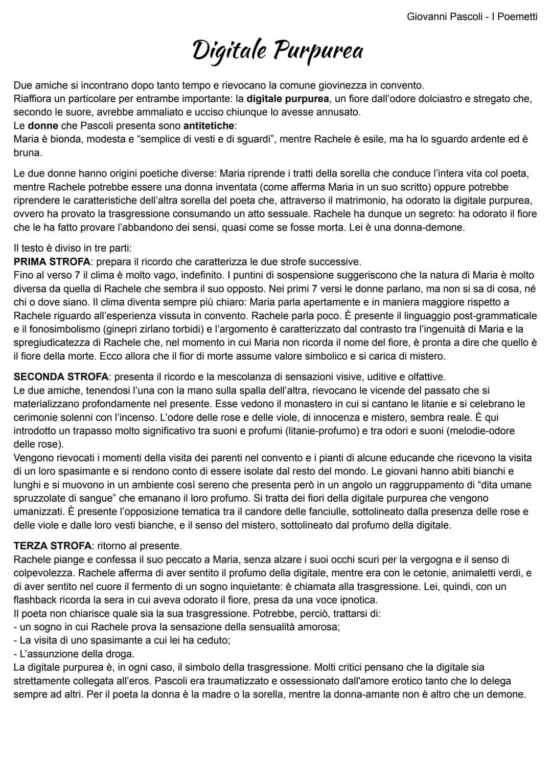 Giovanni Pascoli
La vita di Pascoli fu una vita povera di grandi eventi esteriori. Pascoli ha una personalità opposta rispetto a quella di
D