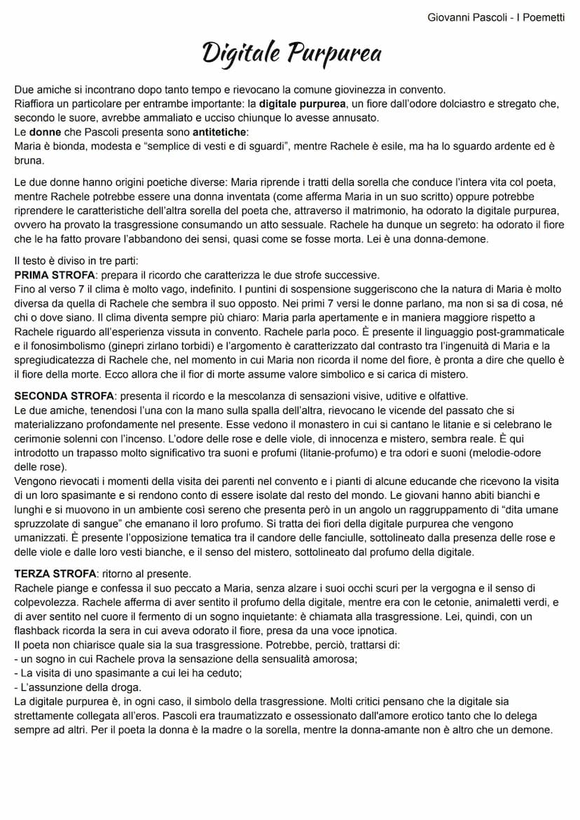 Giovanni Pascoli
La vita di Pascoli fu una vita povera di grandi eventi esteriori. Pascoli ha una personalità opposta rispetto a quella di
D