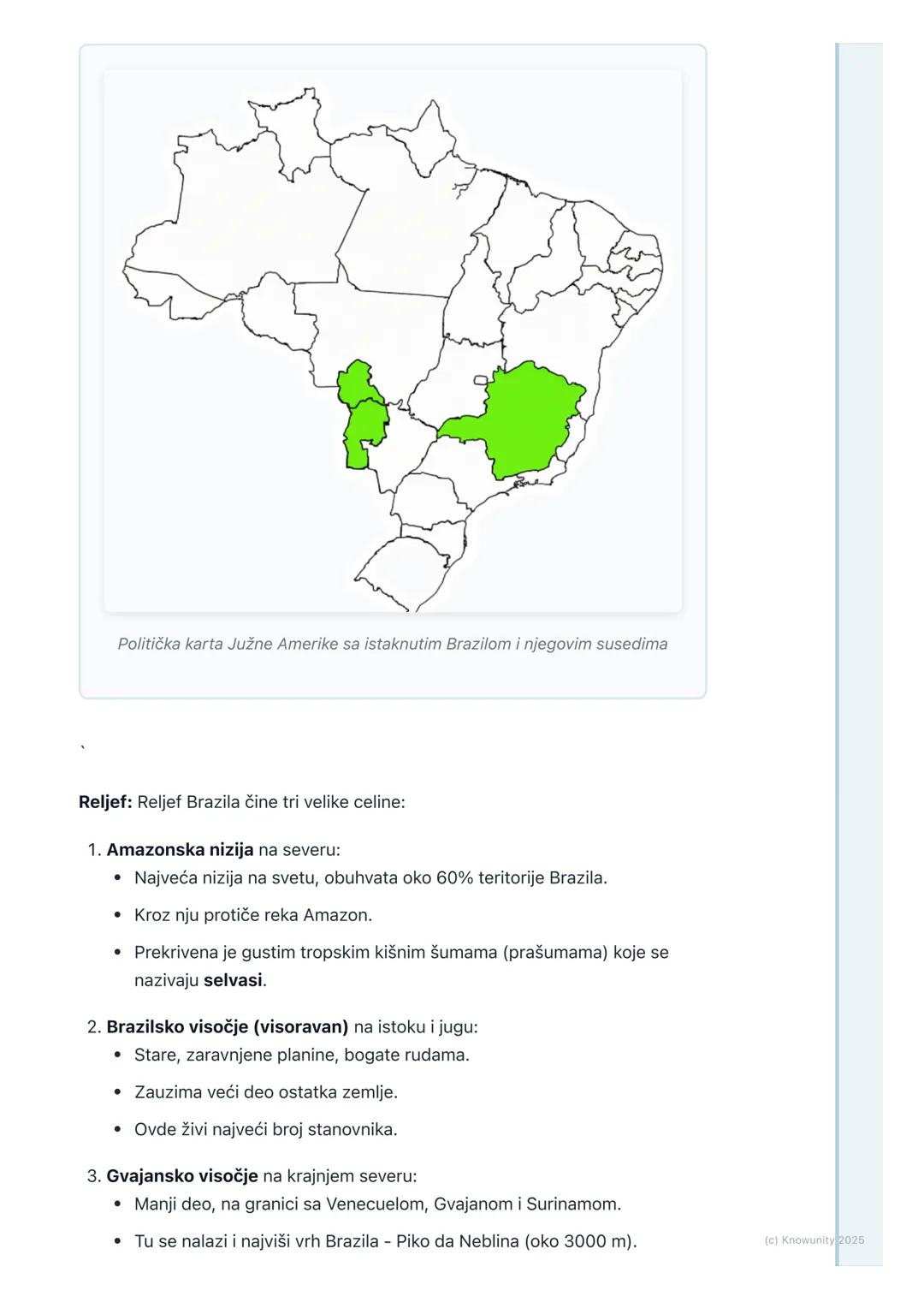 # Brazil

Brazil - najveća država Južne Amerike

Brazil je peta zemlja na svetu po površini i broju stanovnika. Zauzima skoro
polovinu Južne