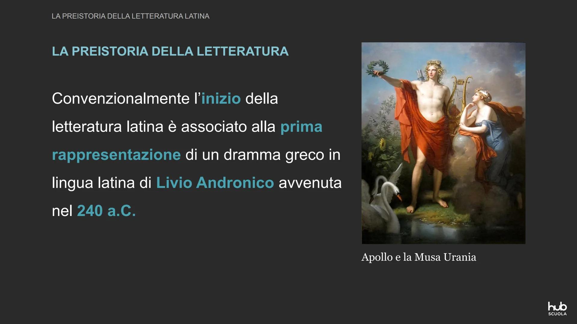 La “preistoria” della
letteratura latina LA PREISTORIA DELLA LETTERATURA LAΤΙΝΑ

LA PREISTORIA DELLA LETTERATURA

Convenzionalmente l'inizio