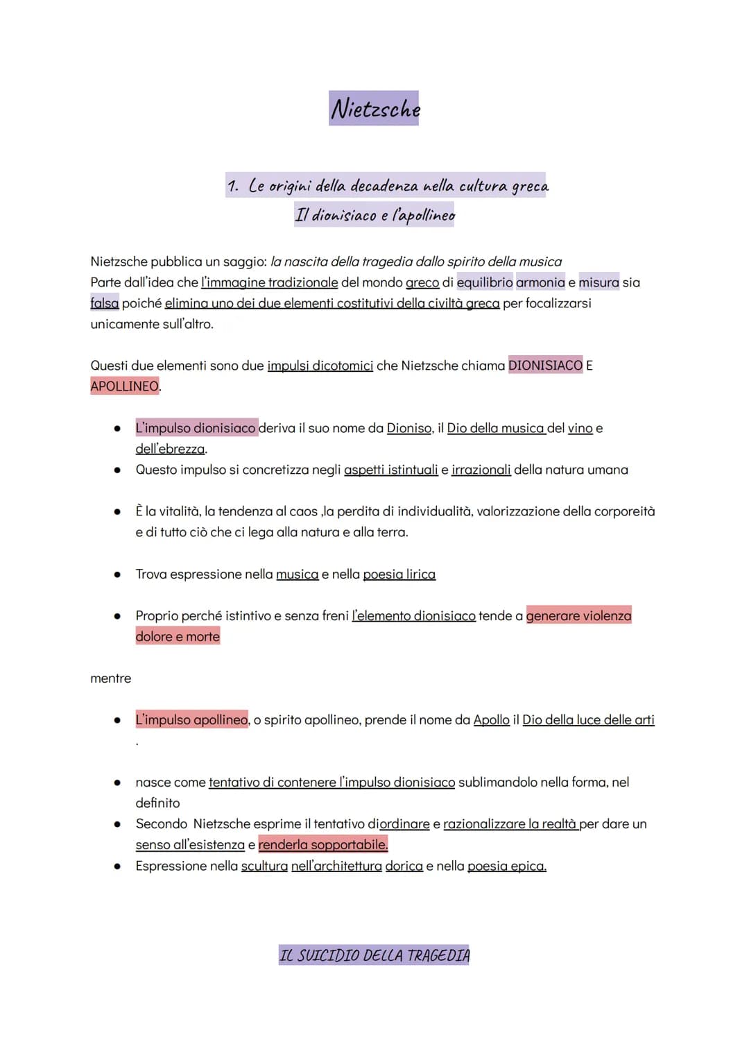 
<p>Nietzsche pubblica un saggio intitolato "La nascita della tragedia dallo spirito della musica", partendo dall'idea che l'immagine tradiz