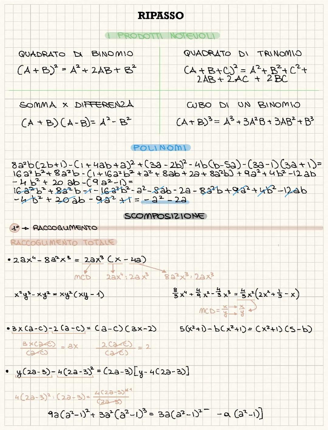 Impara la Scomposizione Prodotti Notevoli e Polinomi: PDF e Esercizi Online